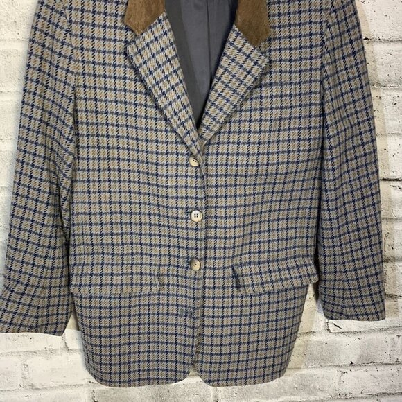 Vintage Lizsport Wool Blend Plaid Tweed Blazer - Picture 3 of 15